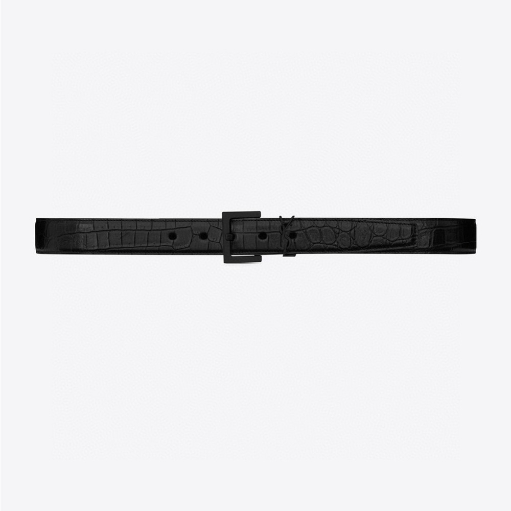 Yves Saint Laurent Black Crocodile-Embossed Belt Bag